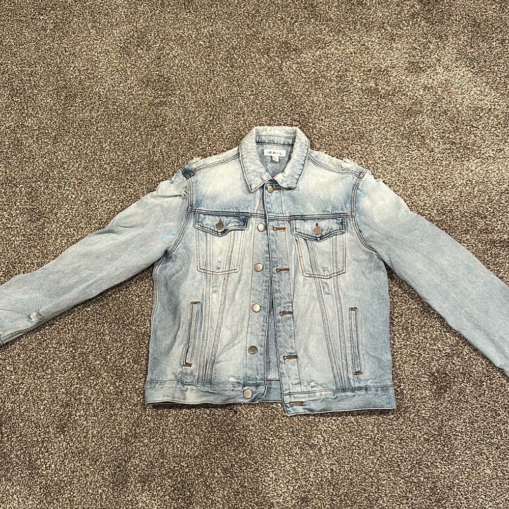 Distressed Denim Jacket size Medium